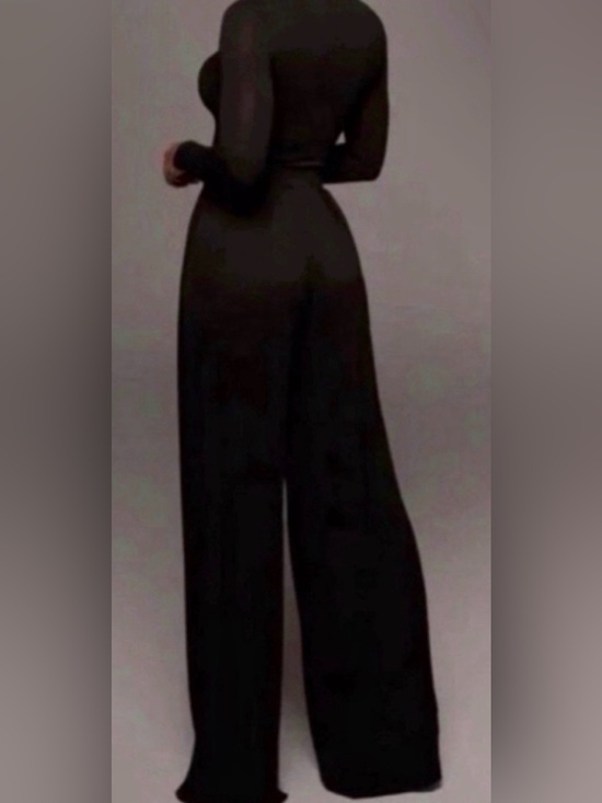 JLUXLABEL Pants - Women’s Black Self-Double Layer Wide Leg Pants Large